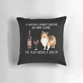 Sheltie dog and wine themed decorative throw pillow