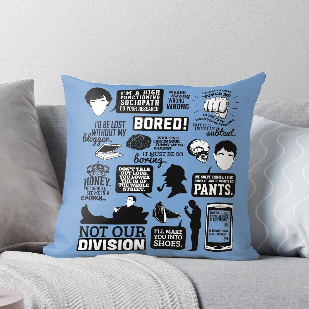 Sherlock Blogger Pillow featuring characters from the BBC television series