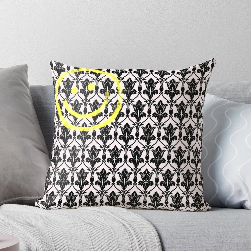 Sherlock Holmes and John Watson decorative throw pillow with art nouveau style design