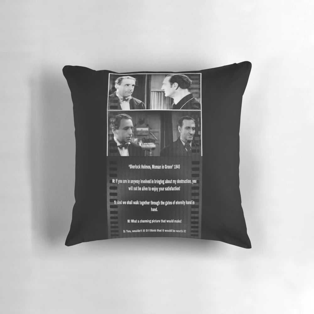 Sherlock Holmes Woman in Green 1945 movie-inspired pillow with Basil Rathbone