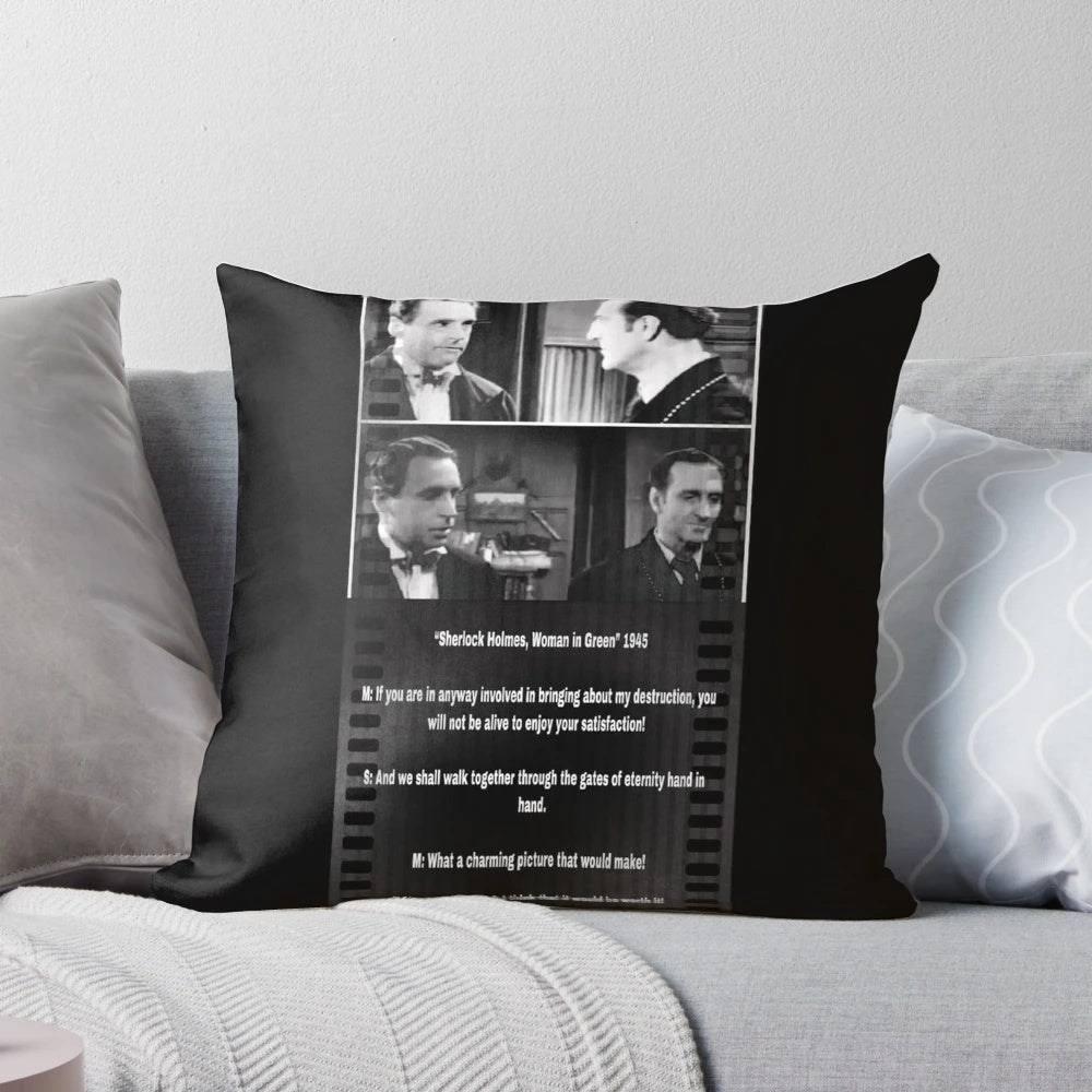 Sherlock Holmes Woman in Green 1945 movie-inspired pillow with Basil Rathbone