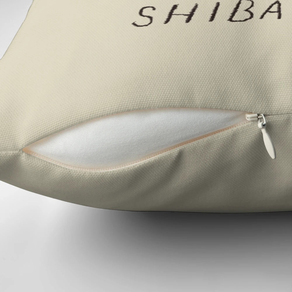 Soft, plush pillow featuring a Shiba Inu dog design in an Inuit-inspired style