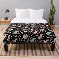 Shiba Inu inspired plush blanket with cherry blossom and matcha pattern design