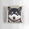 Tan, brown, and white shiba inu dog portrait in oil painting style