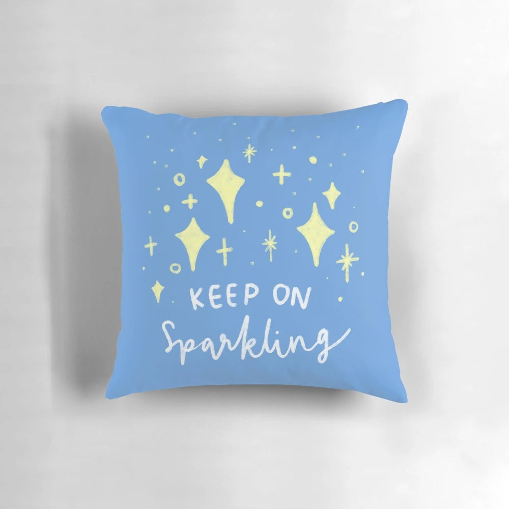 Shimmering 'Keep on Sparkling' inspirational pillow