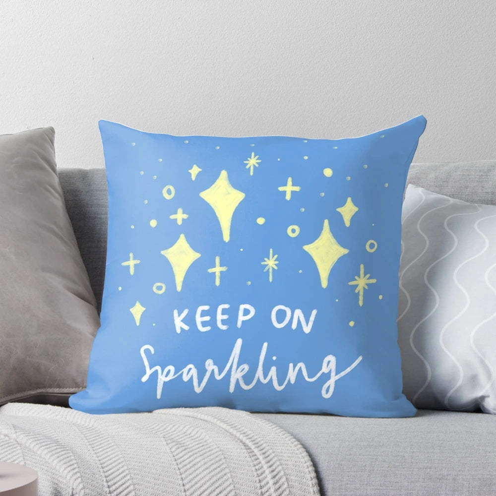 Shimmering 'Keep on Sparkling' inspirational pillow