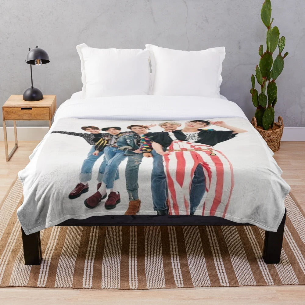 Shinee inspired 1 of 1 plush blanket featuring the korean group