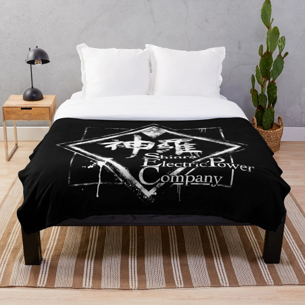 Shinra-Inspired Plush Blanket featuring Final Fantasy 7 characters
