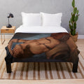 Shirtless male fantasy character plush blanket featuring the Archdruid from Baldur's Gate