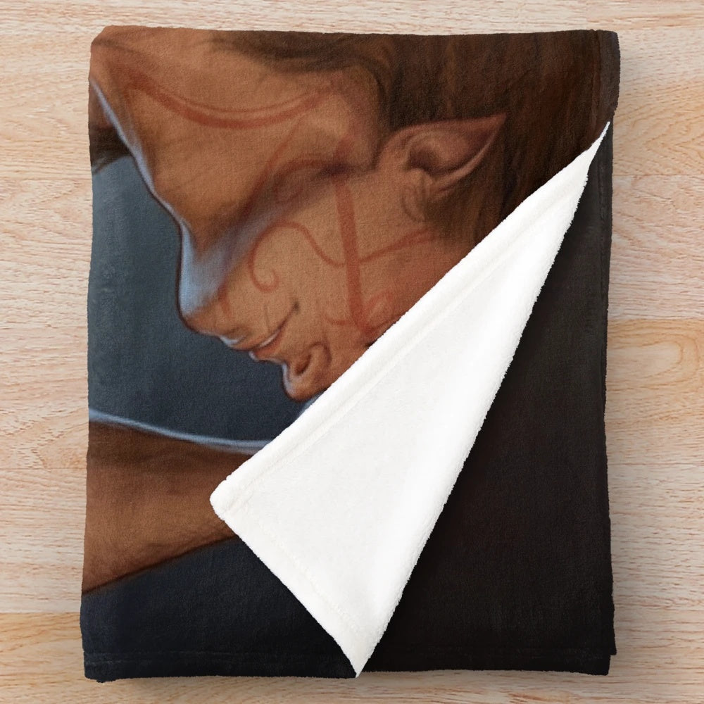 Shirtless male fantasy character plush blanket featuring the Archdruid from Baldur's Gate
