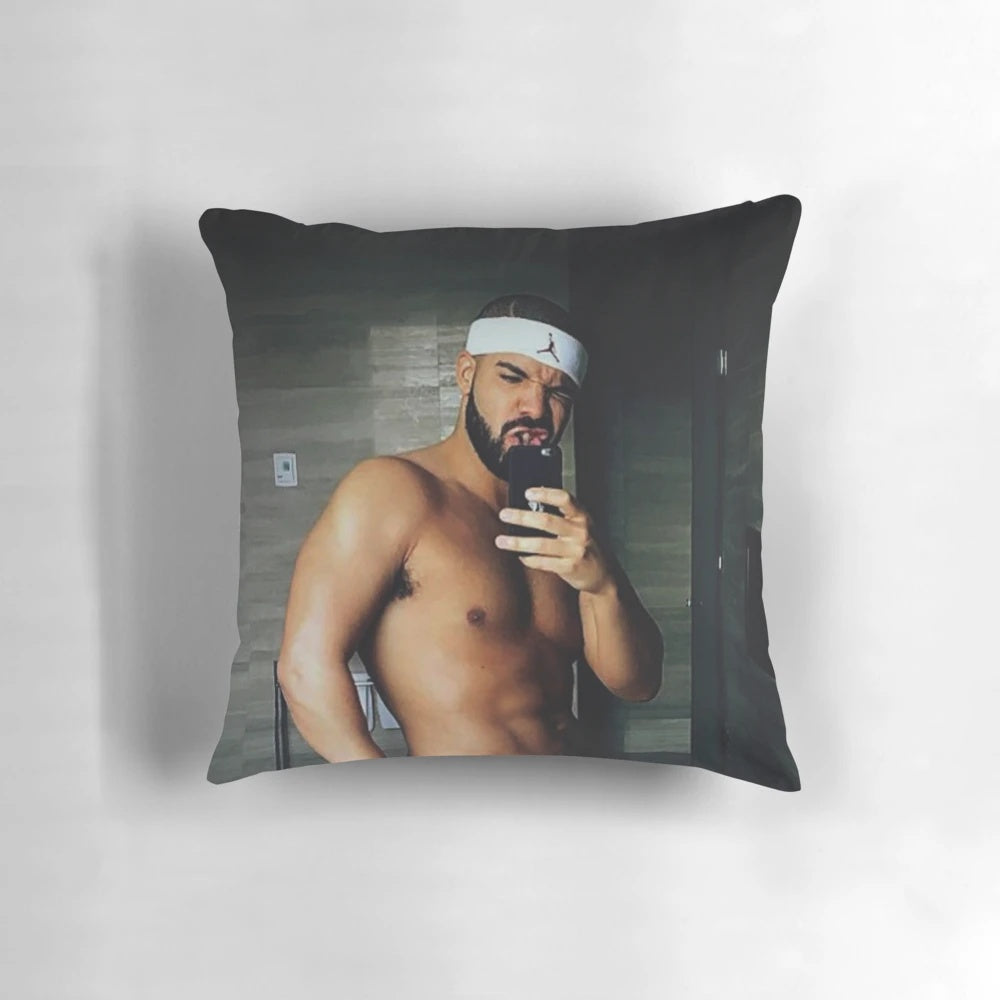 Soft and comfortable pillow featuring a shirtless image of renowned rapper Drake