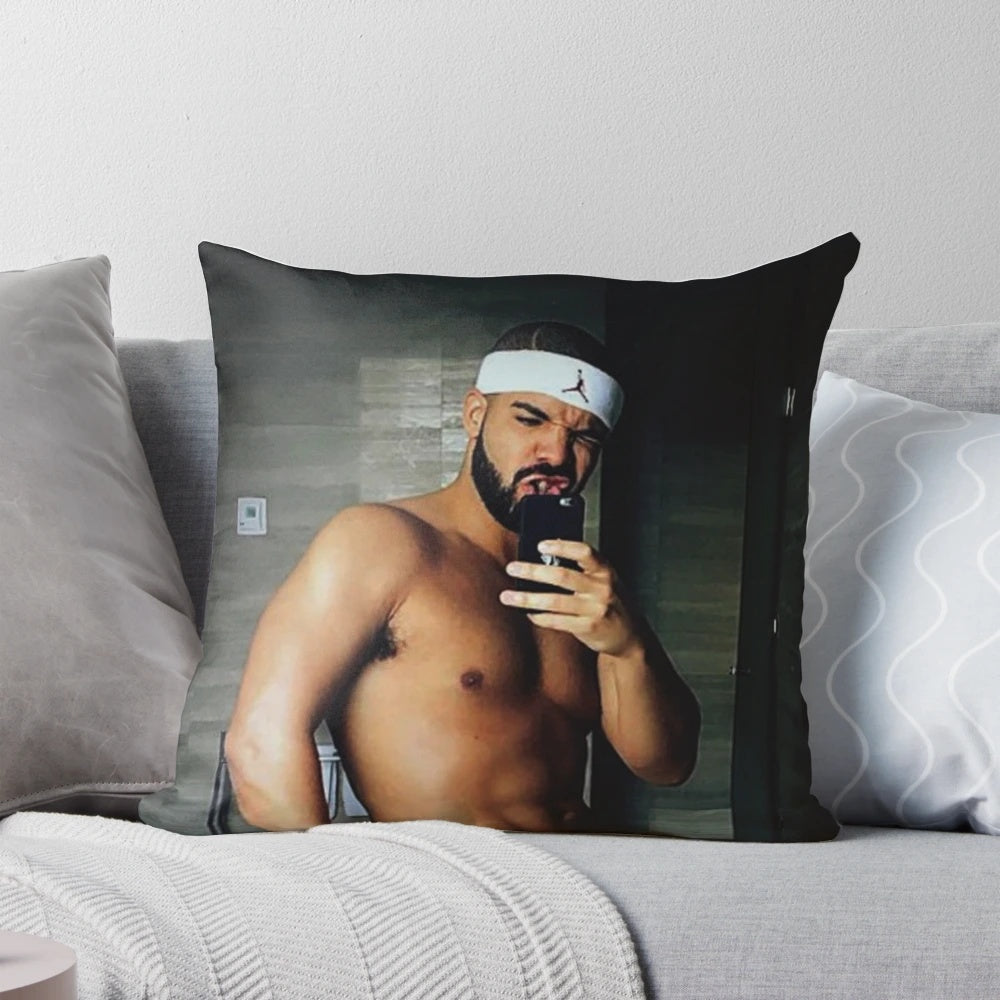 Soft and comfortable pillow featuring a shirtless image of renowned rapper Drake
