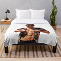 Shirtless Tom Holland inspired plush blanket with abs and smiling design