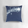 Shooting Star Pillow with a blue night sky and twinkling silver stars