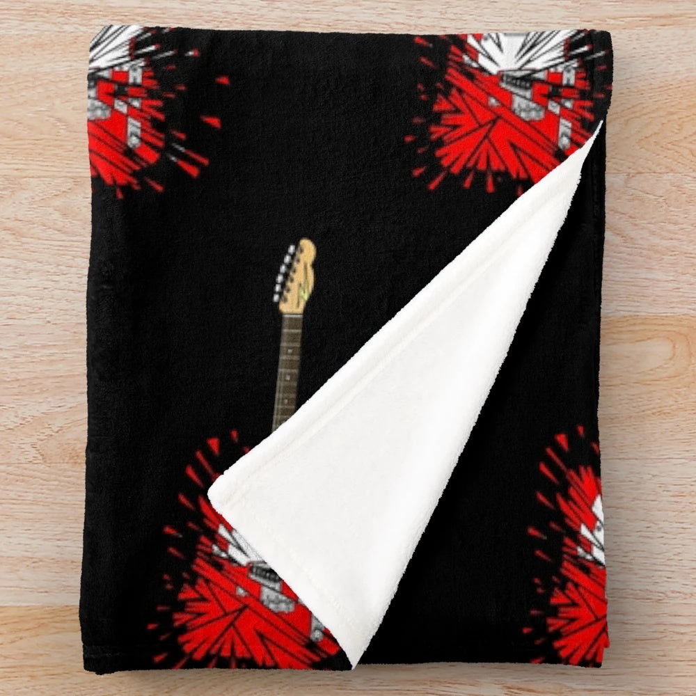 Shredding Telecaster electric guitar plush blanket with comic book style art