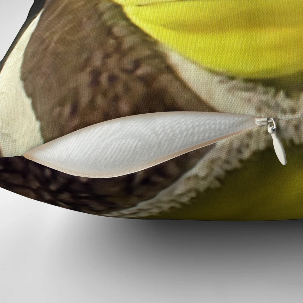 A vibrant, green pillow featuring the iconic Shrek character's face in a meme-inspired design.