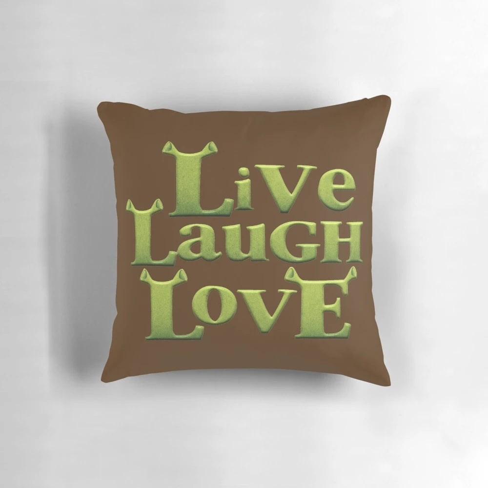 Shrek "Live Laugh Love" Decorative Pillow with Shrek and Fiona