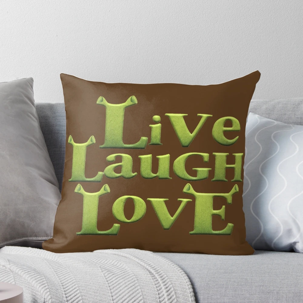 Shrek "Live Laugh Love" Decorative Pillow with Shrek and Fiona