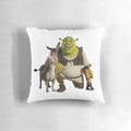 Plush pillow featuring characters from the Shrek movie franchise, including Shrek, Puss in Boots, and Donkey