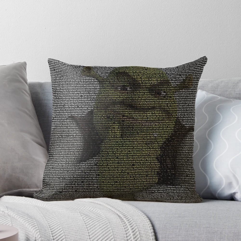 Shrek Script Pillow - Soft, plush pillow featuring the iconic Shrek script