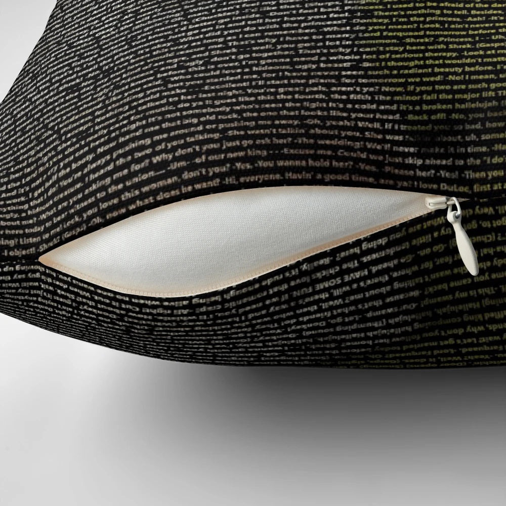 Shrek Script Pillow - Soft, plush pillow featuring the iconic Shrek script