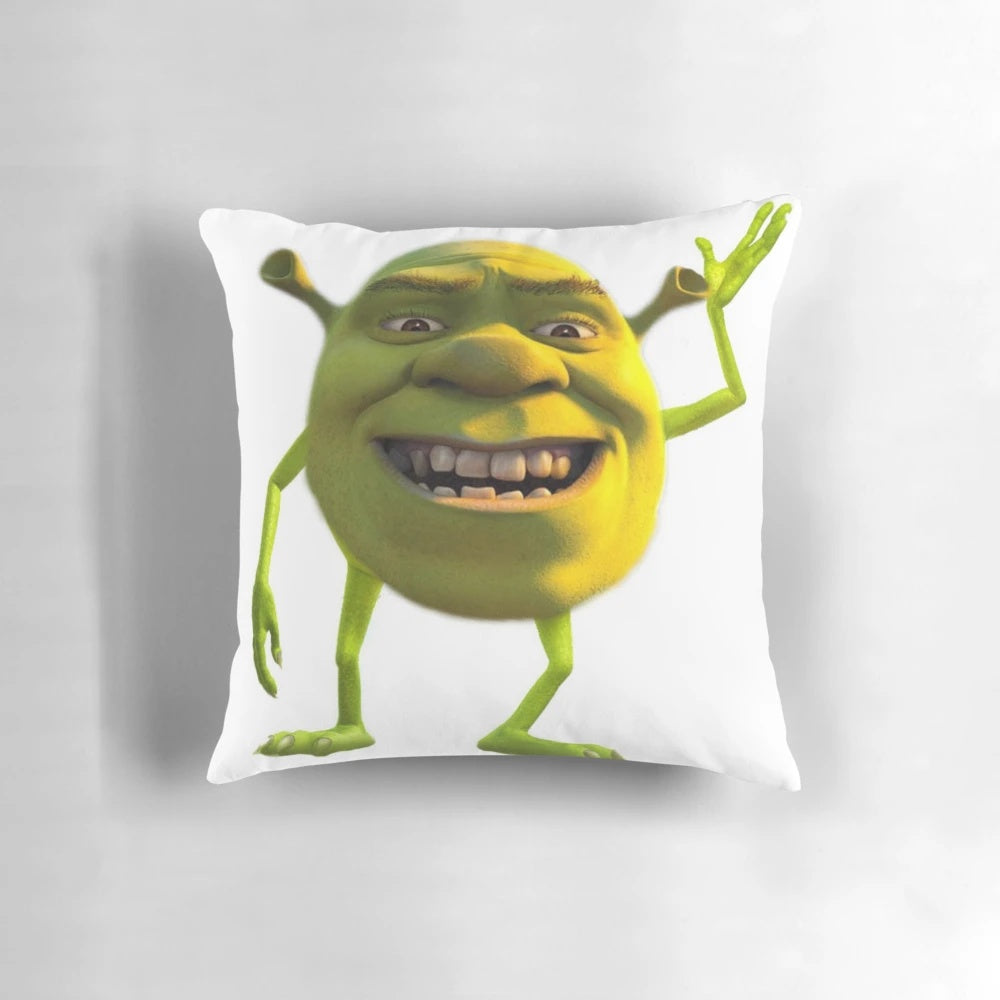 Shrek Wazowski meme-inspired pillow with the text "Yee, not in my swamp"