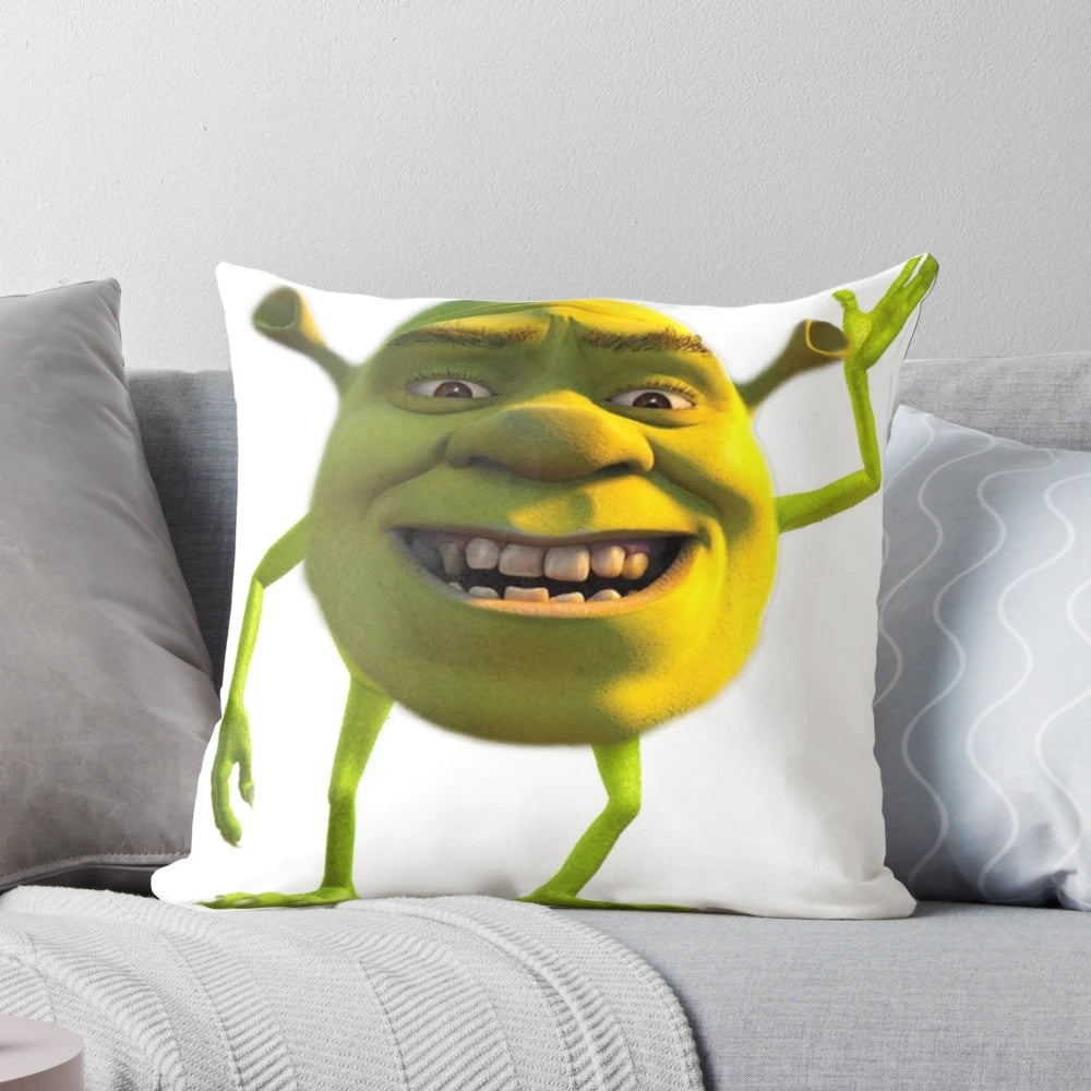 Shrek Wazowski meme-inspired pillow with the text "Yee, not in my swamp"