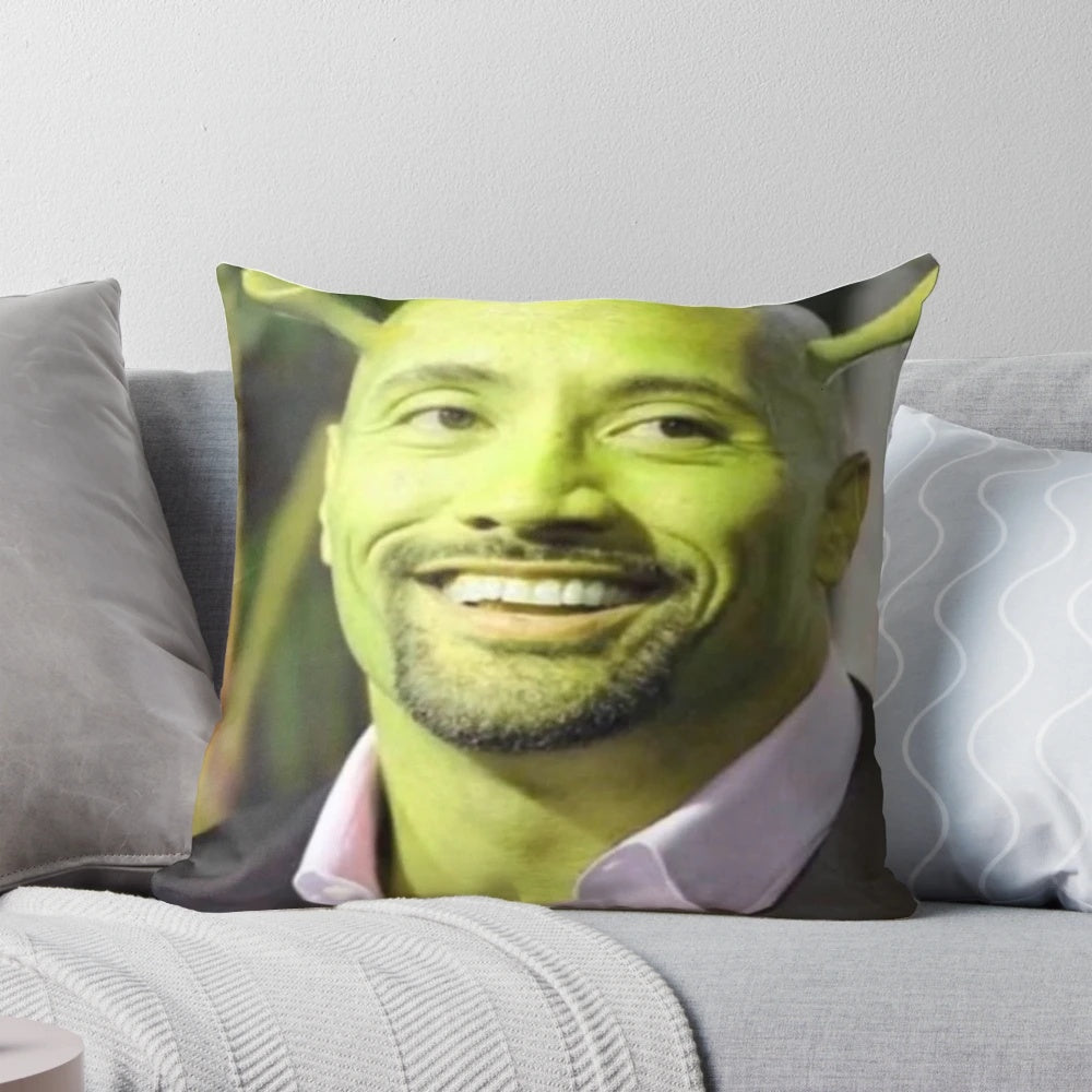 Shrock-inspired novelty pillow with fun, pop culture design