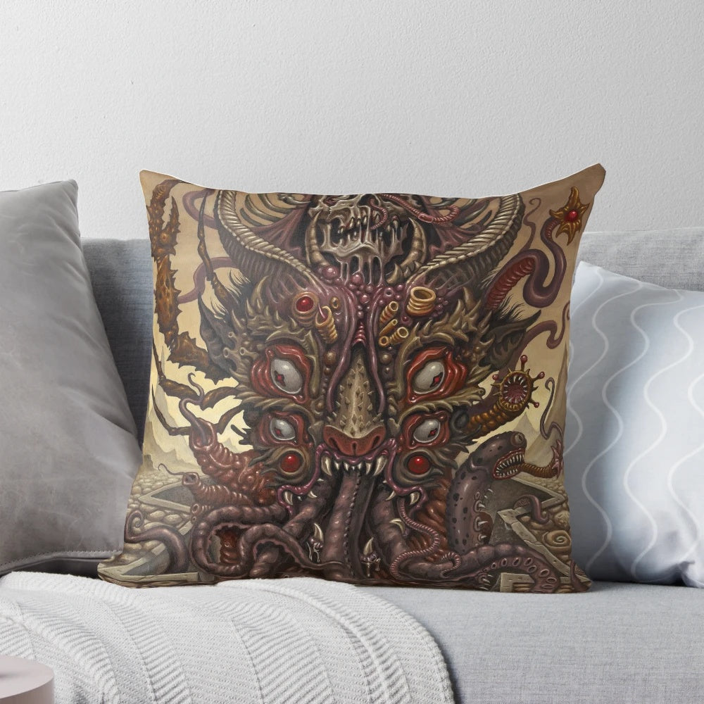Shub-Niggurath Lovecraft-inspired pillow with dark, occult design