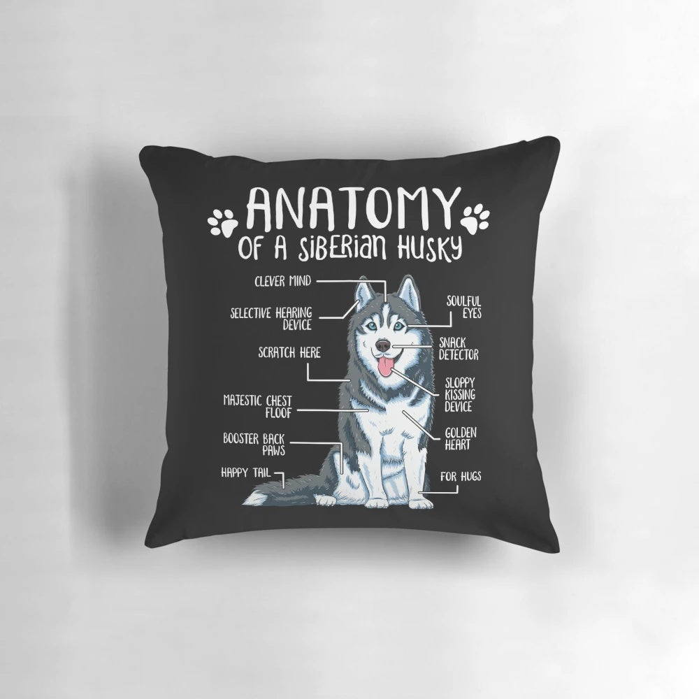 Siberian Husky Anatomy Dog Lover Funny Pillow