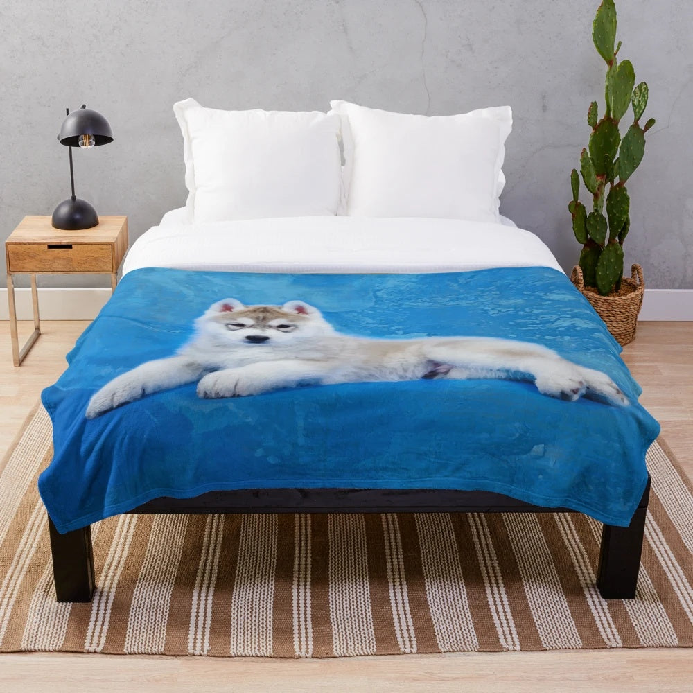 Siberian Husky Puppy Plush Blanket
