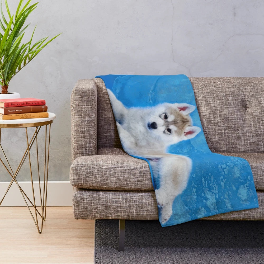 Siberian Husky Puppy Plush Blanket