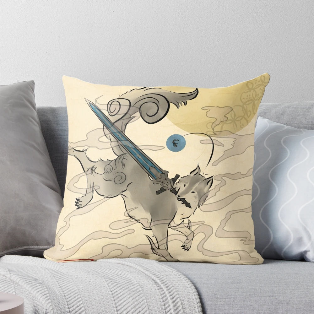 Sif the Great Wolf from Dark Souls featured on a plush, comfortable pillow