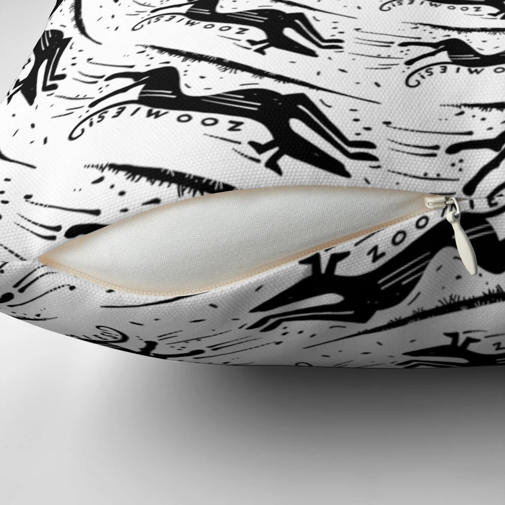 Sighthound breed Zoomie Vortex Pillow, featuring a fun, cartoon-style design for dogs