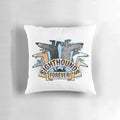 Sighthound cartoon design on a cozy pillow