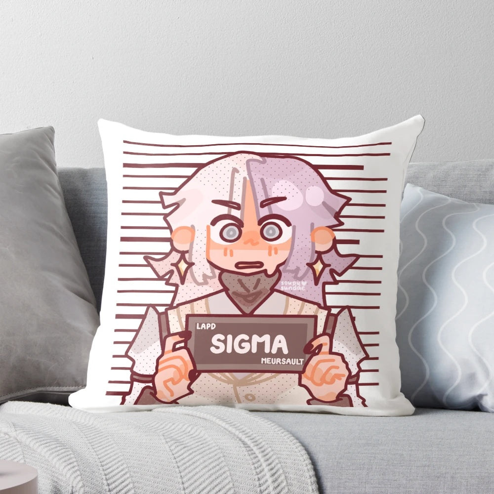 Sigma Barbie meme pillow featuring a cute, chibi-style Barbie character from the anime Bungou Stray Dogs.