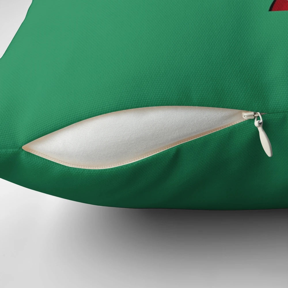 Silent Night, Deadly Night themed Christmas pillow featuring an eerie image from the 1984 slasher film.