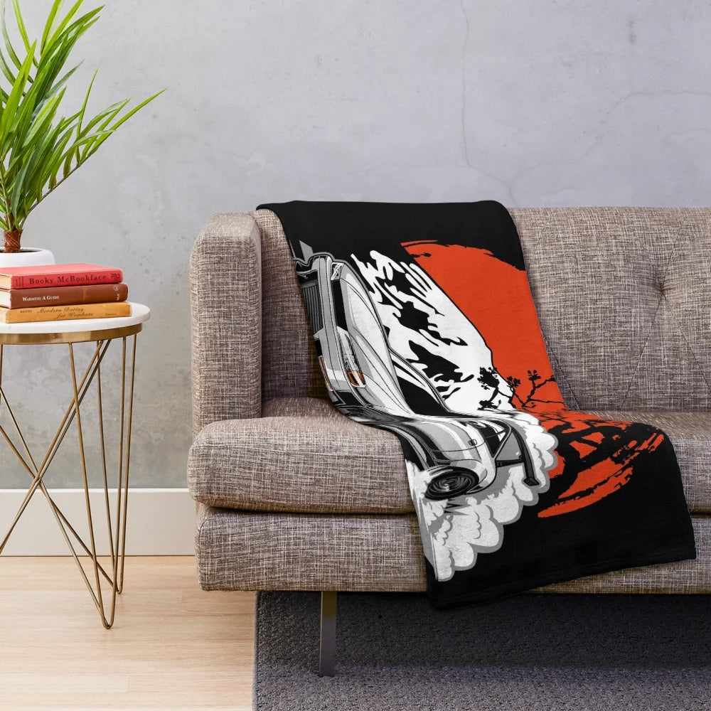 Silvia s14 inspired plush blanket with car-themed design