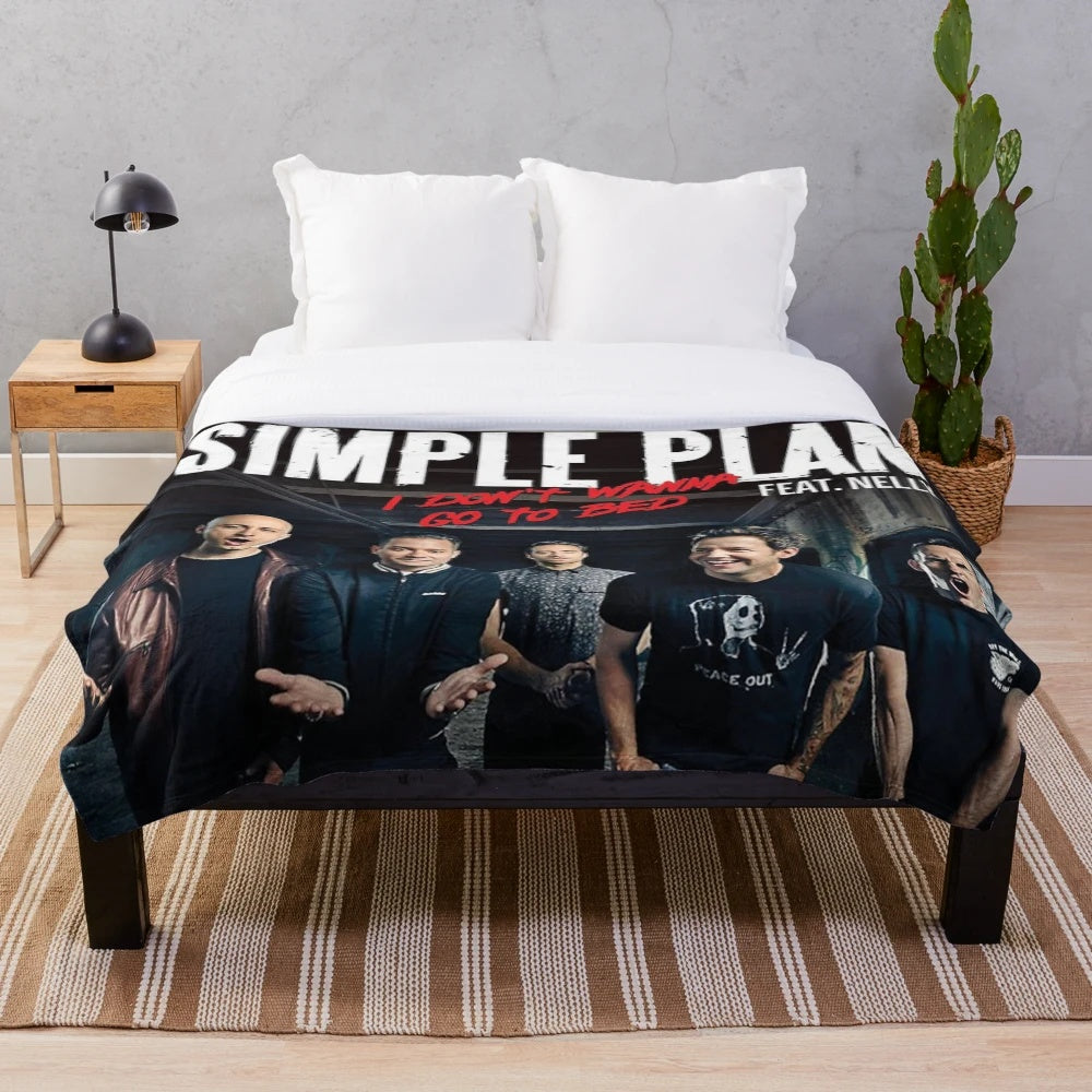 Simple Plan inspired plush blanket with band logo and album artwork