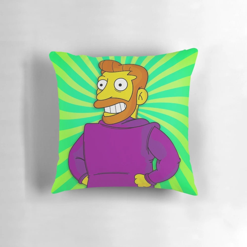 Simpsons Hank Scorpio Backwards Coat Green Throw Pillow