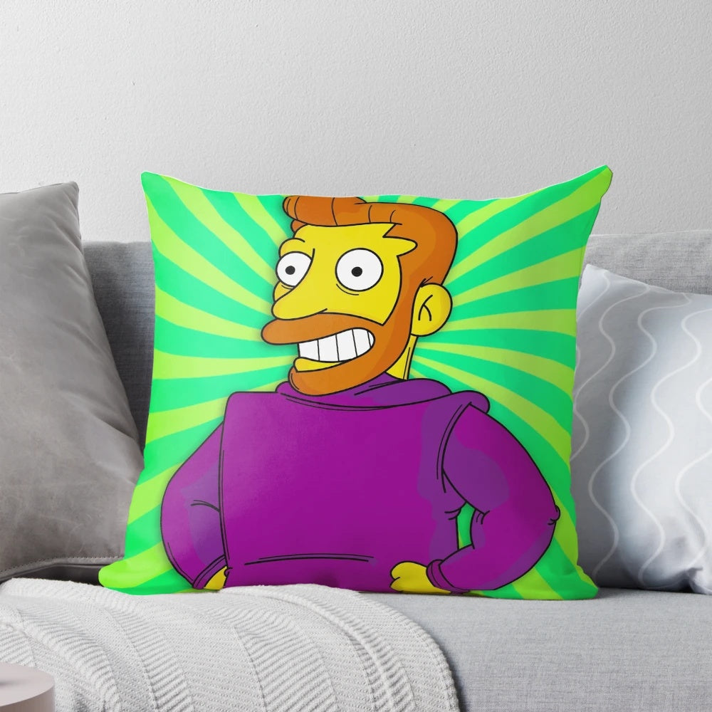 Simpsons Hank Scorpio Backwards Coat Green Throw Pillow