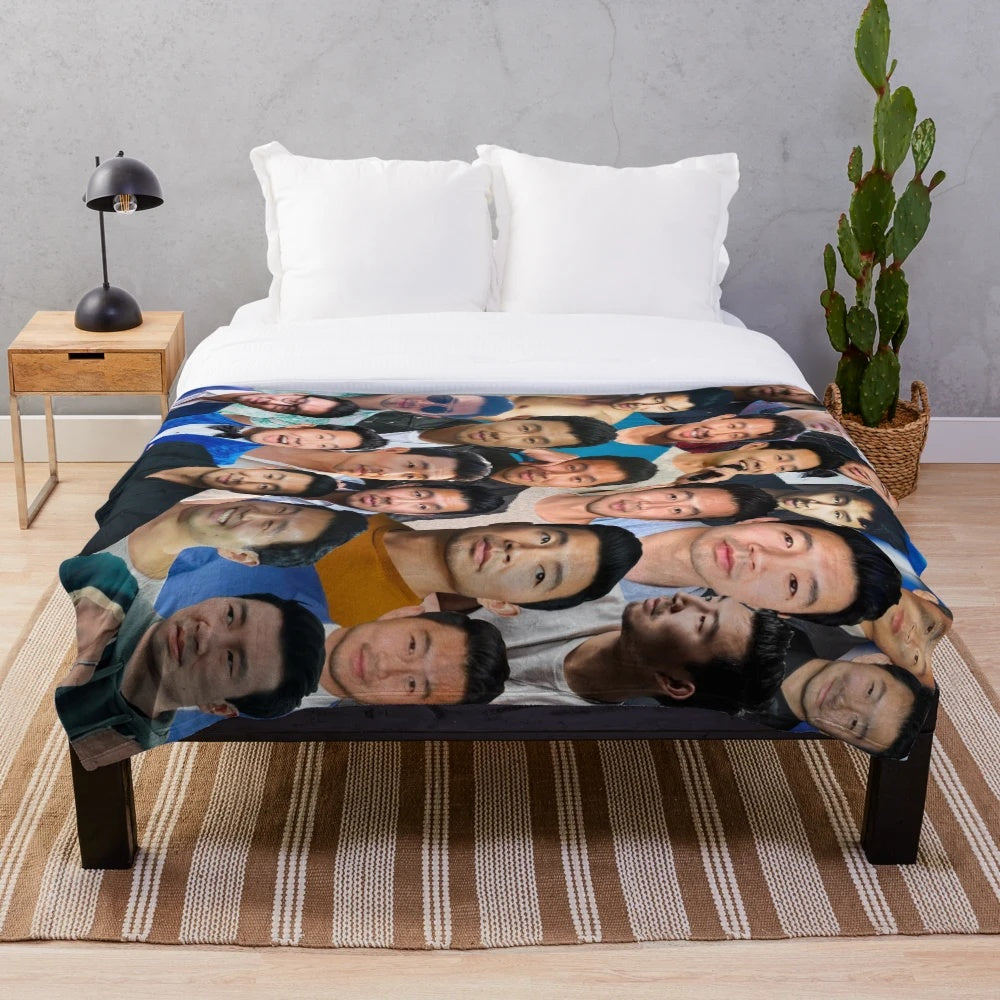 Simu Liu photo collage plush blanket
