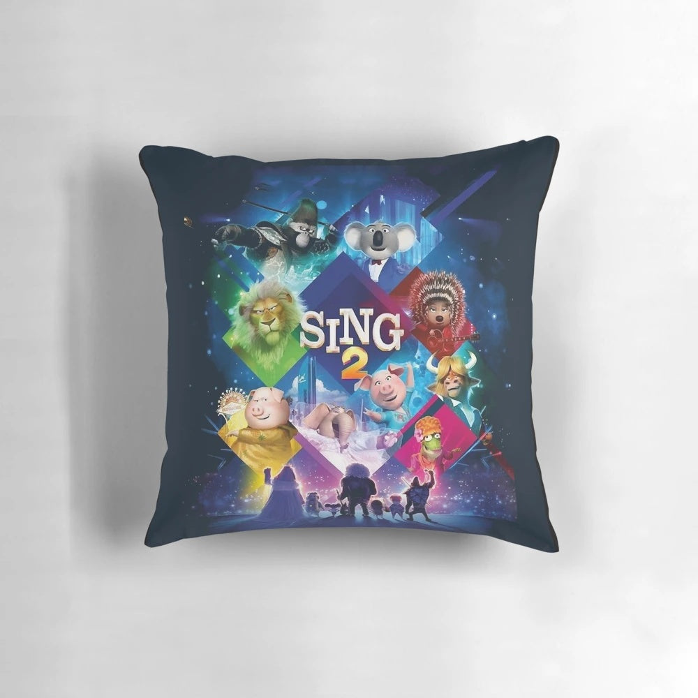 Sing 2 The New Stage graphic throw pillow with vibrant movie-inspired design