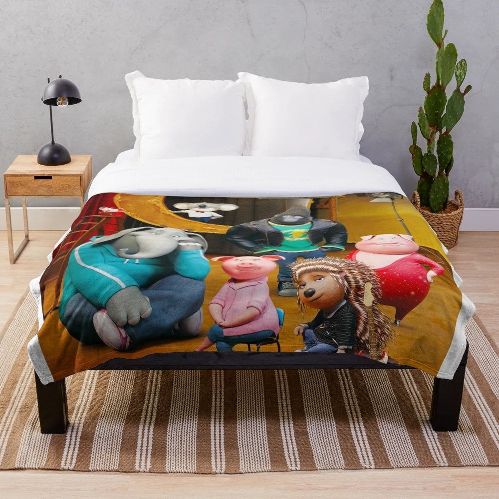 Sing (2016) Movie Poster Inspired Plush Blanket