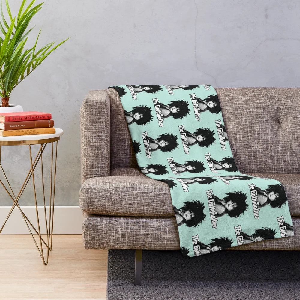 Siouxsie Sioux inspired plush blanket with gothic and 80s music themes