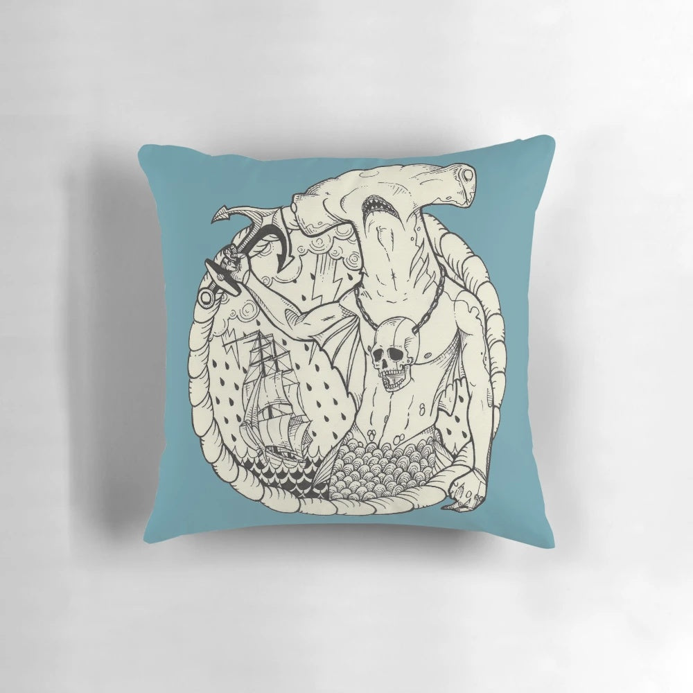 A decorative pillow featuring a beautiful mermaid or 'sirène' design, perfect for adding a touch of oceanic fantasy to your home.