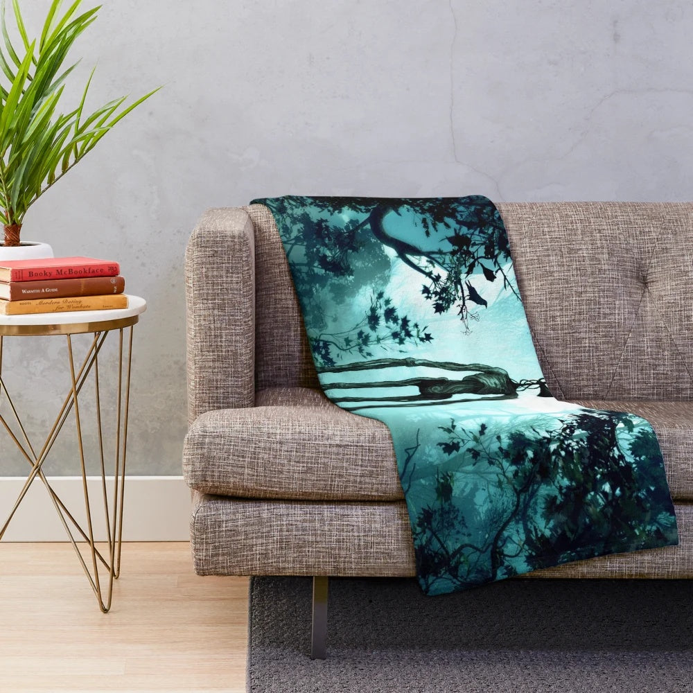 Siren Head inspired plush blanket featuring a dark, horror-themed design
