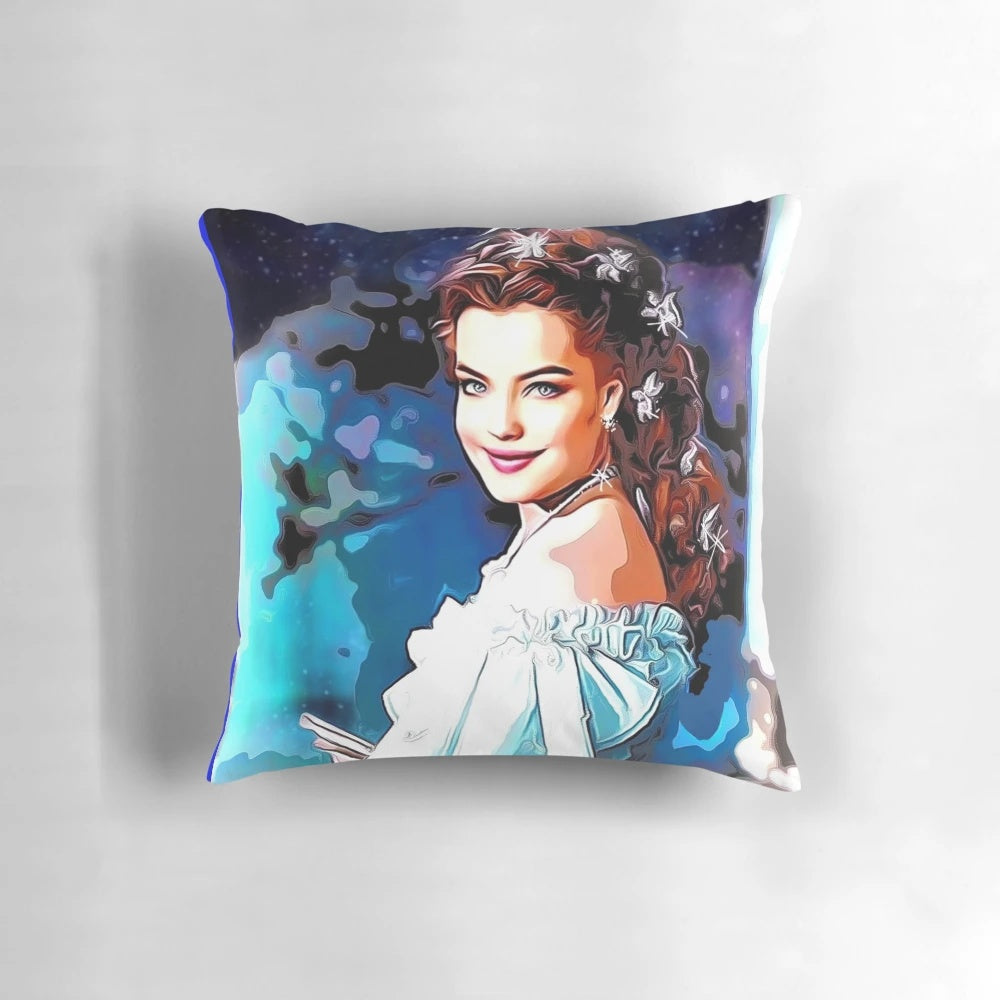 Sissi the Empress vintage-style throw pillow featuring classic portrait of Romy Schneider