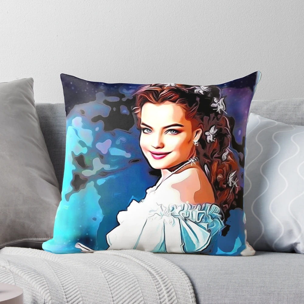 Sissi the Empress vintage-style throw pillow featuring classic portrait of Romy Schneider