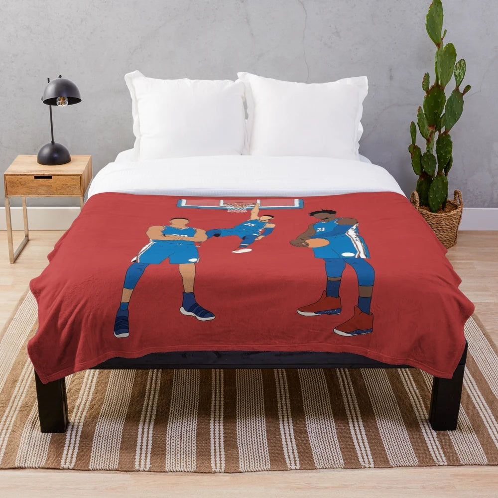 Sixers Inspired Plush Blanket featuring Ben Simmons, Joel Embiid, and Markelle Fultz